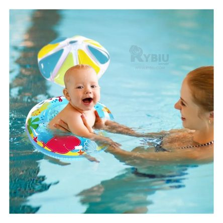 Flotador Inflable Azul de Verano con Aro y Flor Flotador Inflable Azul de Verano con Aro y Flor