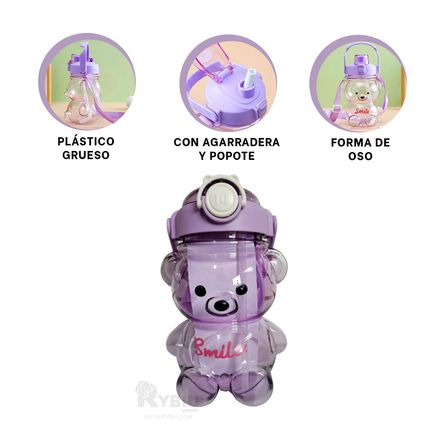 Tomatodo de Osito Botella Kawaii Color Morado Tomatodo de Osito Botella Kawaii Color Morado