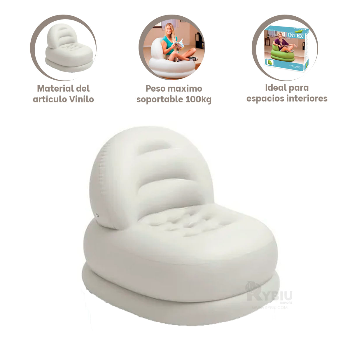 Novedoso Sofa Inflable para Sala Blanco