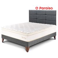 Dormitorio Europeo Royal Prince 1.5 Plazas con Cabecera Blocks Gris