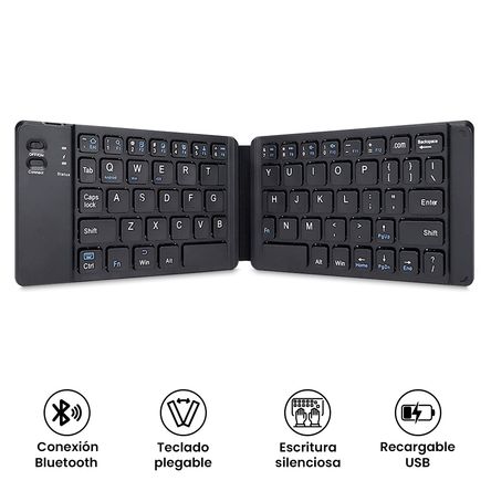 Mini Teclado Inalámbrico Bluetooth Plegable - Negro - Promart