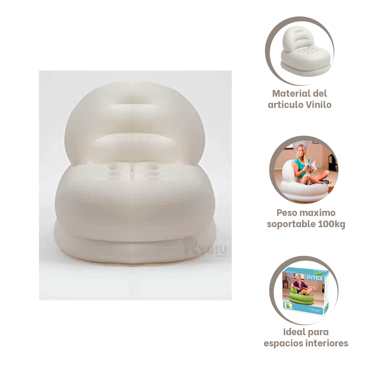 Bonito Sofa Moderno Tipo Inflable Blanco