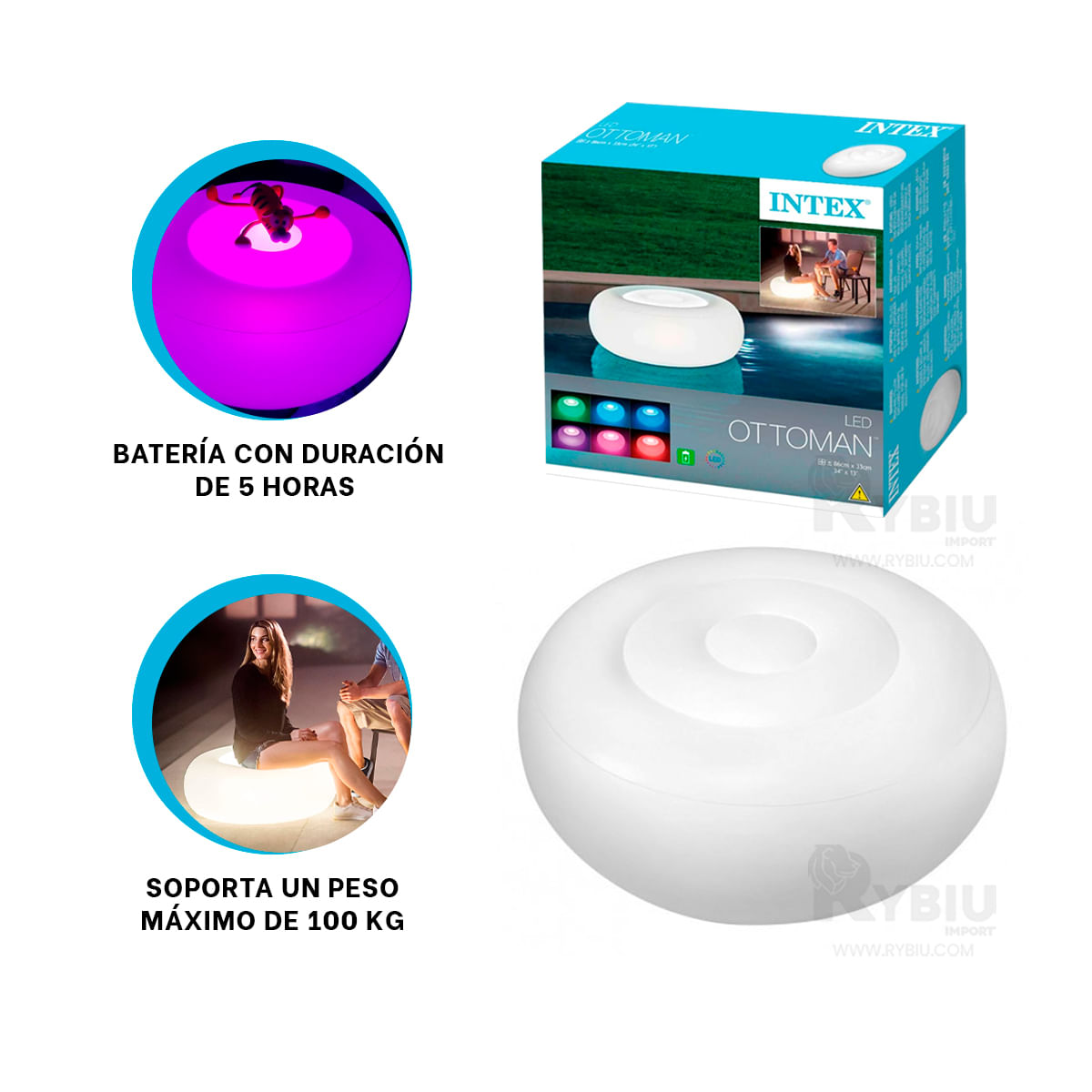 Novedoso Sofa Inflable con Luz Led Integrado