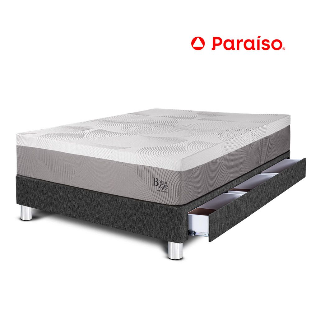 Cama con Cajones Balanzze 1.5 Plazas Gris