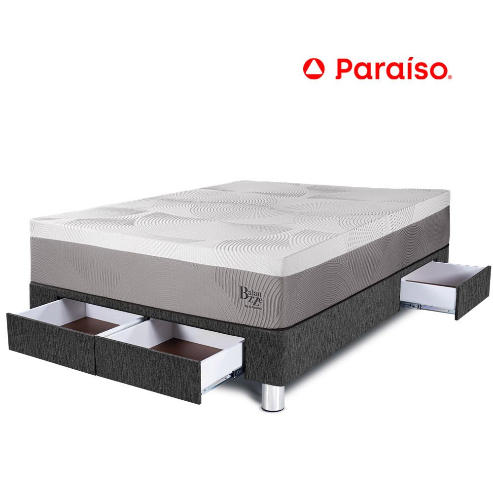 Cama con Cajones Balanzze 2 Plazas Gris