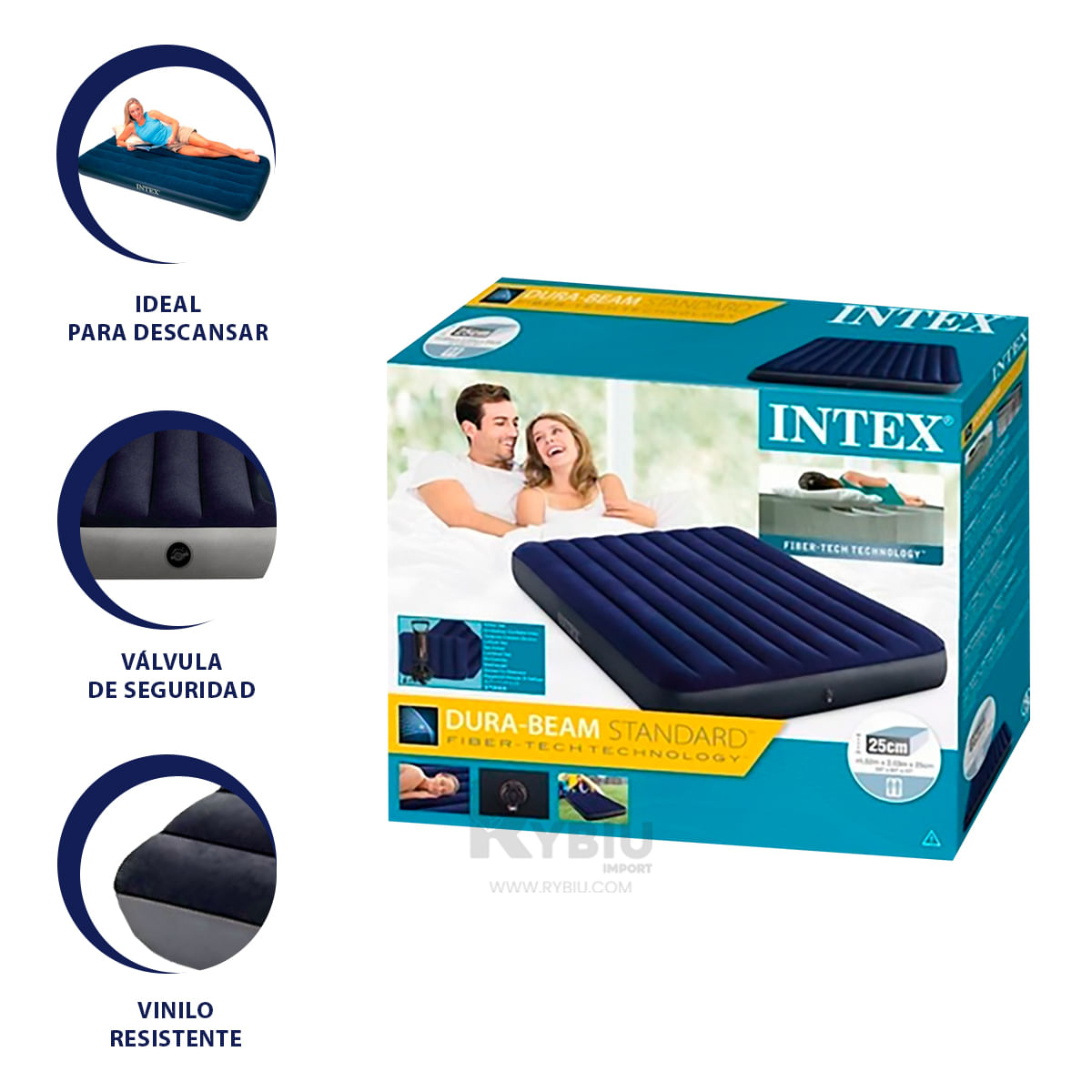 Cama Inflable de 1 Plaza Color Azul