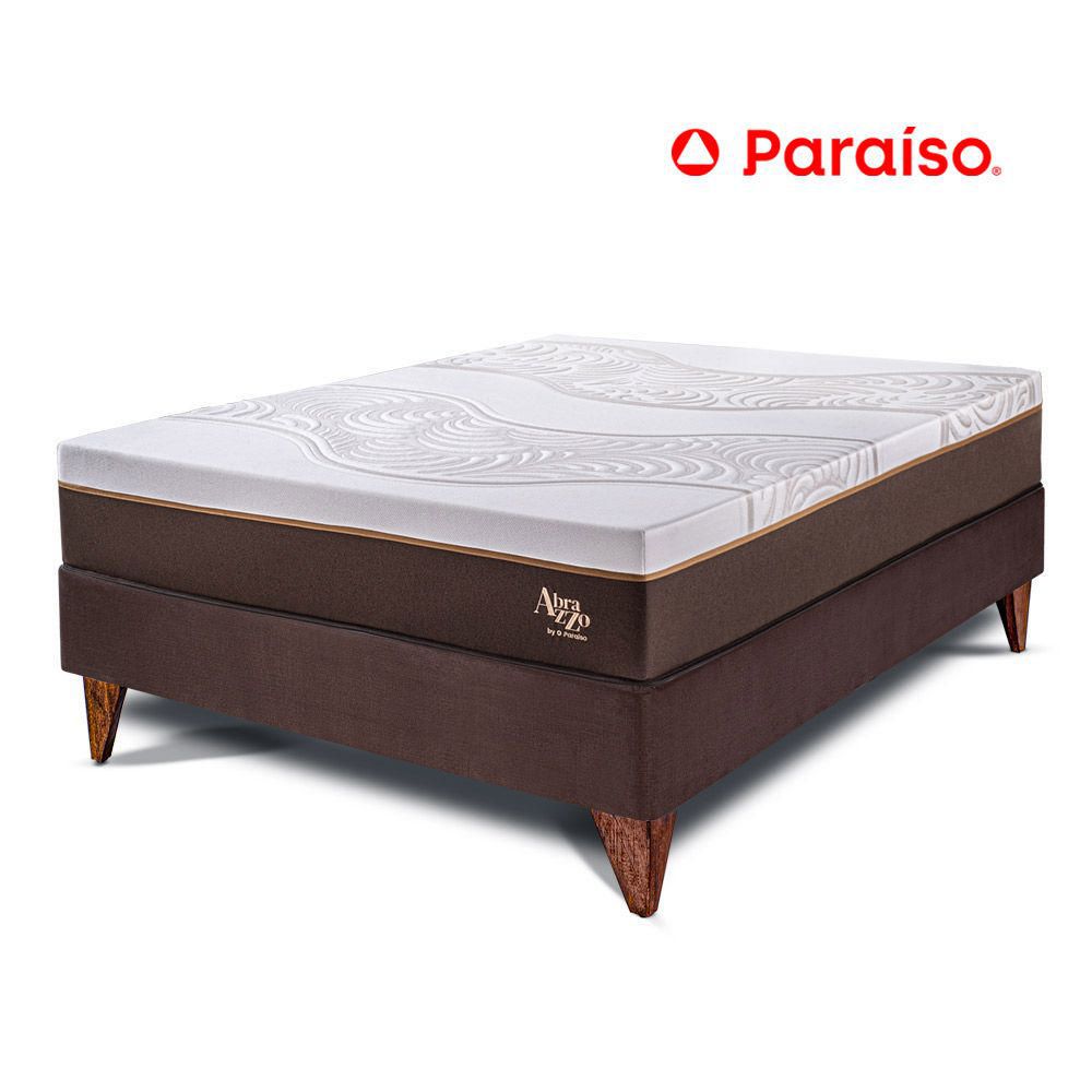 Cama Europea Royal Abrazzo 2 Plazas - Chocolate + 2 almohadas viscoelásticas + protector
