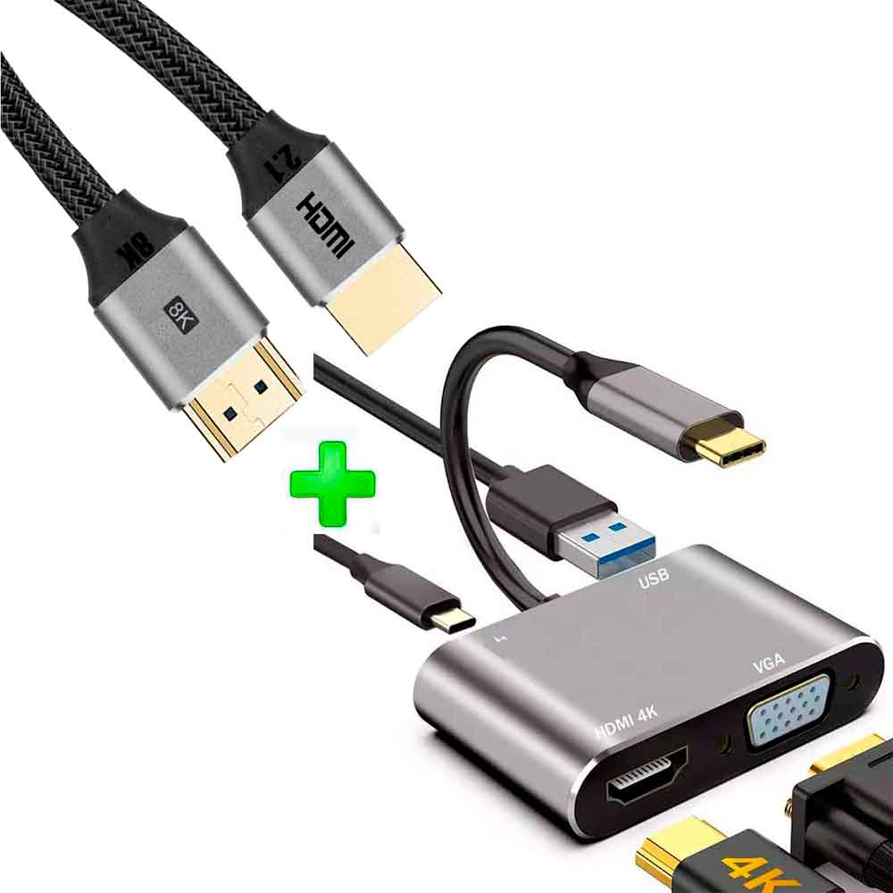 Convertidor Hdmi Entrada Hdmi Y Usb Pack Adaptador En USB C A HDMI