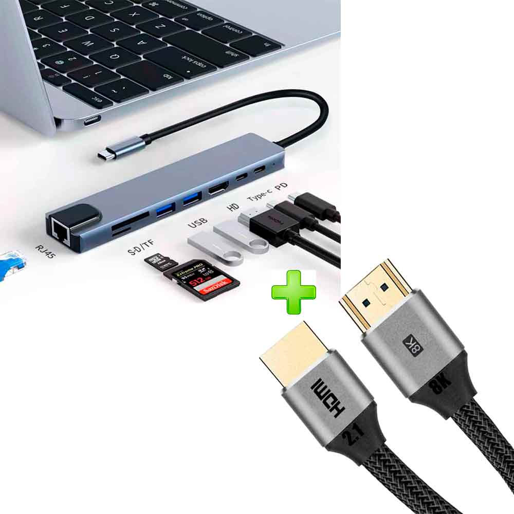 Pack Adaptador 4 en 1 USB C a HDMI 4K VGA USB 3.0 PD Carga y Cable