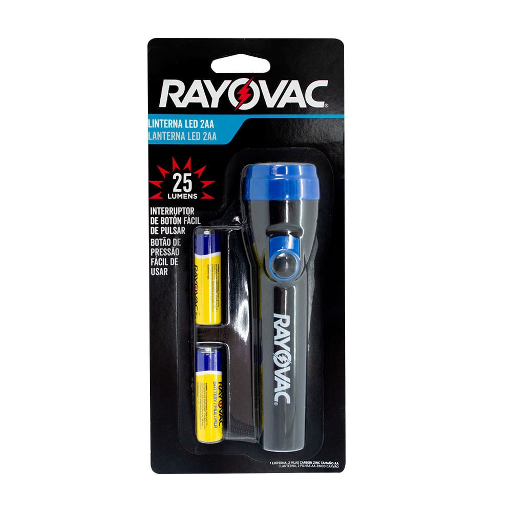 Linterna de Goma Rayovac Blister 2AA con Pilas