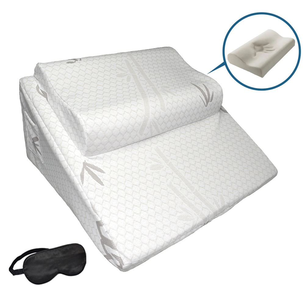 Cojín Antireflujo Bamboo con Almohada Memory Foam y Un Antifax Relax de Regalo  64x60x36cm