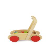 Juguete Didáctico Carrito Andador de Madera con Bloques para Bebe