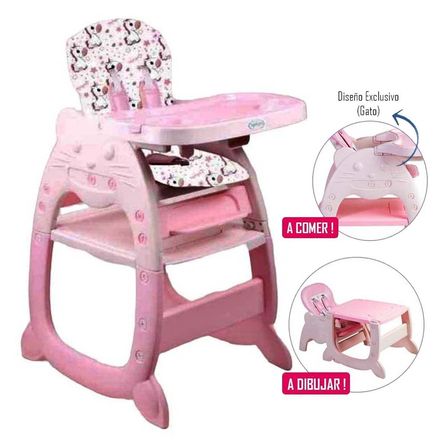 Silla de Comer para Bebes Carpeta 2 en 1 Rosado - Promart