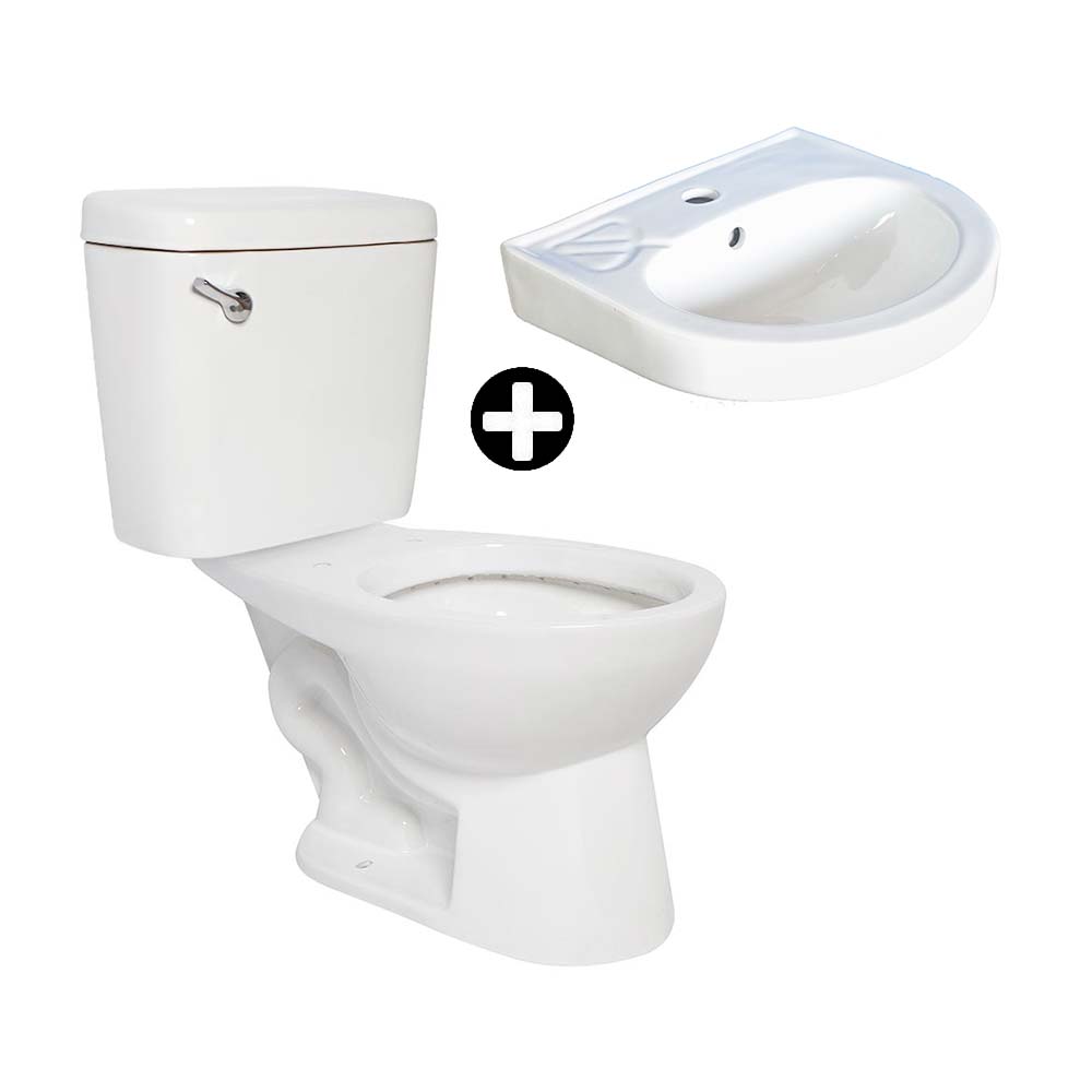 COMBO Tanque para inodoro y taza Omega + Lavatorio Omega Blanco
