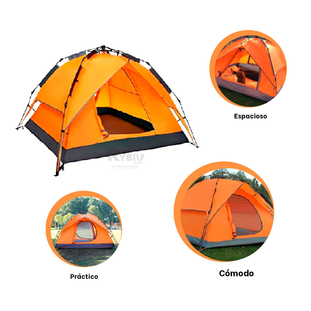 Bonita Carpa 4 Personas de Color Anaranjado Grande