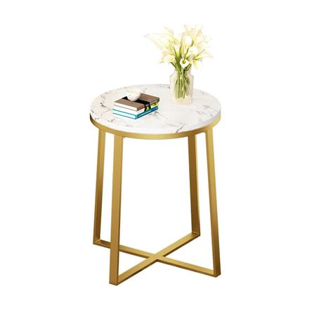 Mesa Lateral Decor Mesas Circular Gold Blanco