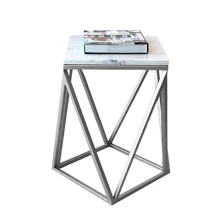 Mesa Lateral Decor Mesas Spike Silver Blanco