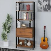 Estante Estilo Industrial Moderno Charlotte 1 Cajón Marrón  R&R Muebles