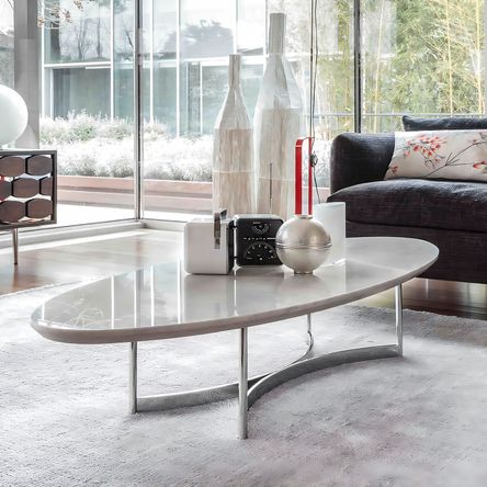 Mesa de Centro Decor Mesas Oval Silver Mármol Blanco Mesa de Centro Decor Mesas Oval Silver Mármol Blanco