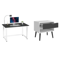 COMBO Velador Suiza + Escritorio Gross Ventitas Home Blanco y Negro