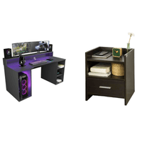 COMBO Velador Bruna + Escritorio Gamer Royale Ventitas Home Negro