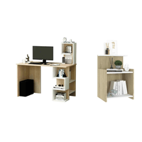 COMBO Velador Moscú + Escritorio Shangela Ventitas Home Rovere y Blanco