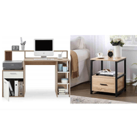 COMBO Velador Symone + Escritorio Luca Ventitas Home Duna y Blanco