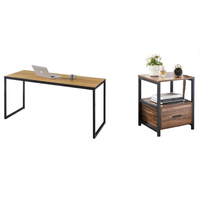 COMBO Velador Symone + Escritorio Industrial 125cm Ventitas Home Gales