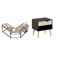 COMBO Velador Suiza y Escritorio Lineysha Ventitas Home Duna y Negro