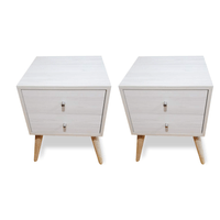 COMBO 2 Veladores Vintage 2 Cajones Ventitas Home  Blanco