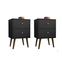 COMBO 2 Veladores Vintage Premium 2 Cajones Ventitas Home Negro