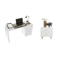 COMBO Velador Deluxe Farrah + Escritorio Bárbara Ventitas Home Blanco
