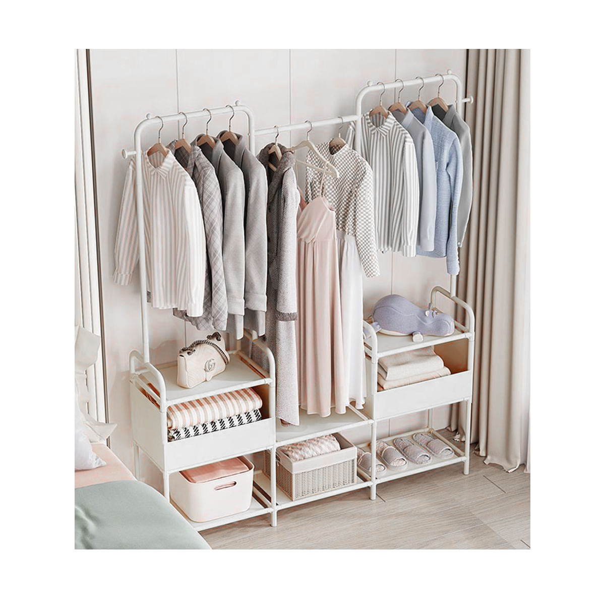 Perchero Colgador Organizador Estante Ropa F46 Blanco