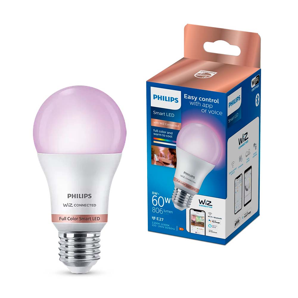 Foco LED Philips E27 8W Wifi Wiz RGB - Promart