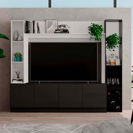 COMBO Mueble Sala Modular Orange: Mesa de TV 4 Puertas Negro +