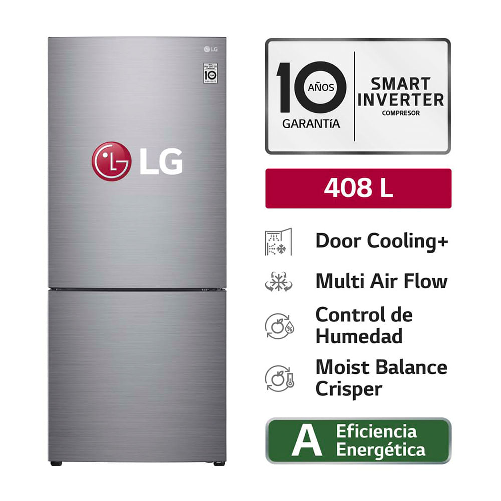 Refrigeradora LG 408L No Frost GB41BPP Plateado