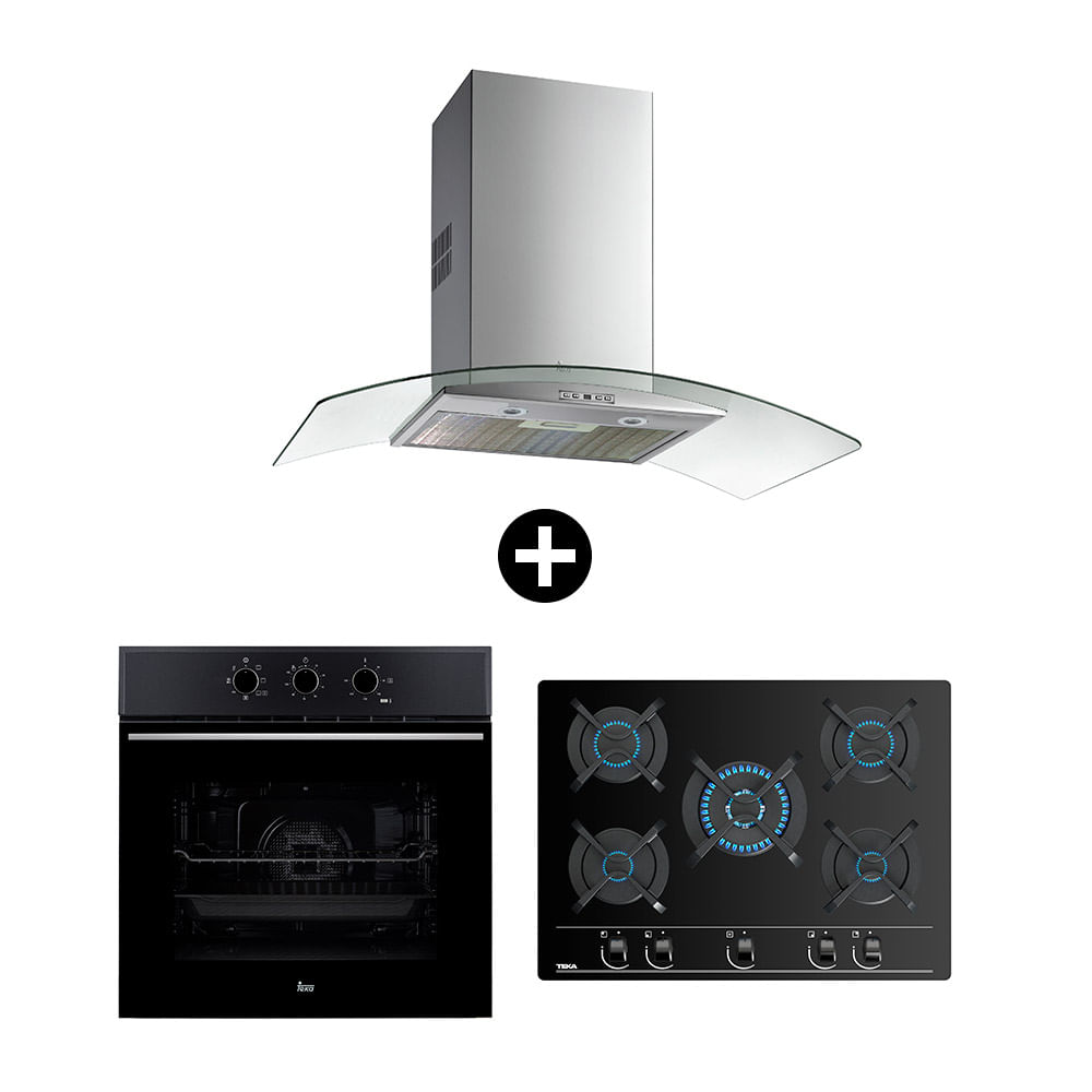 Tricombo Cocina + Campana + Horno eléctrico NC980 GBC 75030 KBB Hsb610 Teka
