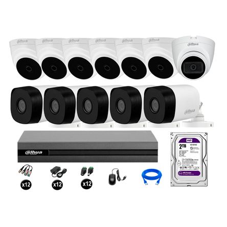 Cámaras Seguridad Kit 12 Dahua Hd 720p 2tb 1 Cámara con Audio Completo