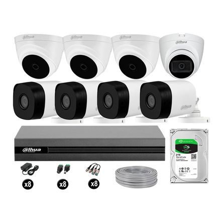 Cámaras Seguridad Kit 8 Dahua Hd 720p 2tb 1 Cámara con Audio Completo