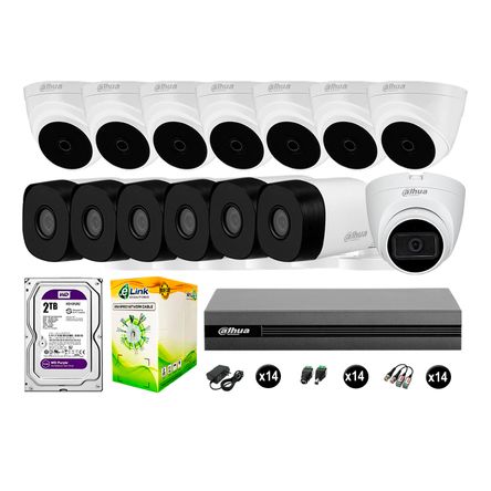 Cámaras Seguridad Kit 14 Dahua Hd 720p 2tb 1 Cámara con Audio Completo