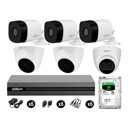 Cámaras Seguridad Kit 6 Dahua Hd 720p 1tb 1 Cámara con Audio Completo