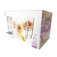 Vasos de Vidrio Crisa Camelot Flores 6 Piezas