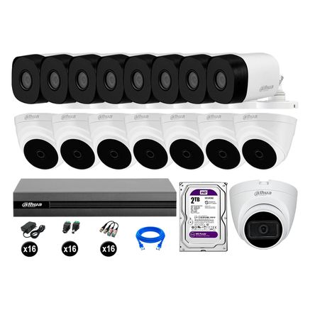 Cámaras Seguridad Kit 16 Dahua Hd 720p 2tb 1 Cámara con Audio