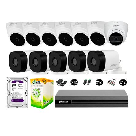 Cámaras Seguridad Kit 12 Dahua Hd 720p 2tb 1 Cámara con Audio