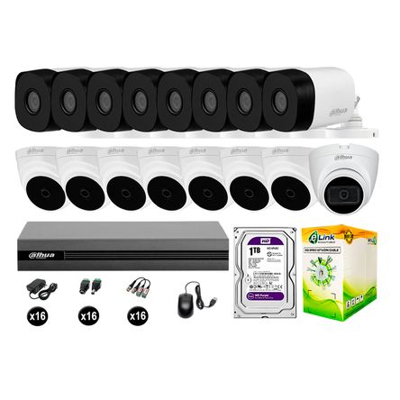 Cámaras Seguridad Kit 16 Dahua Hd 720p 1tb 1 Cámara con Audio Completo