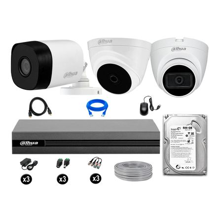 Cámaras Seguridad Kit 3 Dahua Hd 720p 1tb 1 Cámara con Audio