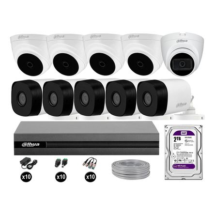 Cámaras Seguridad Kit 10 Dahua Full Hd 2tb 1 Cámara con Audio Completo