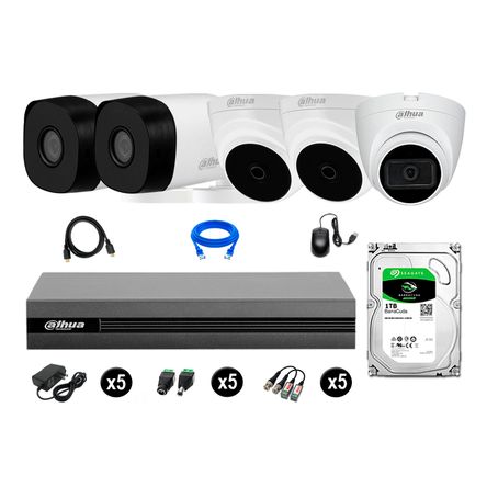 Cámaras Seguridad Kit 5 Dahua Hd 720p 1tb 1 Cámara con Audio Completo