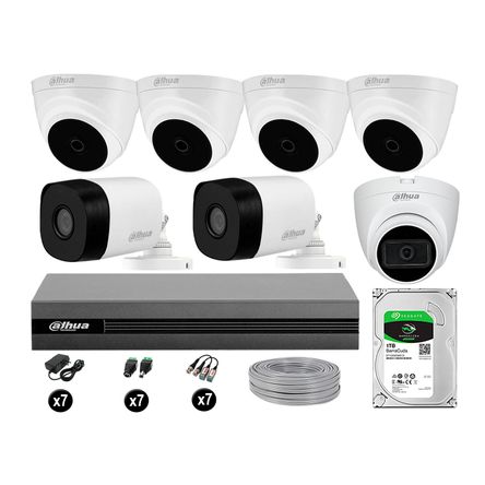 Cámaras Seguridad Kit 7 Dahua Hd 720p 1tb 1 Cámara con Audio Completo