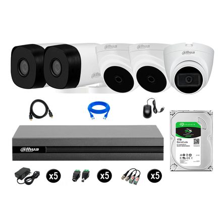 Cámaras Seguridad Kit 5 Dahua Full Hd 1tb 1 Cámara con Audio